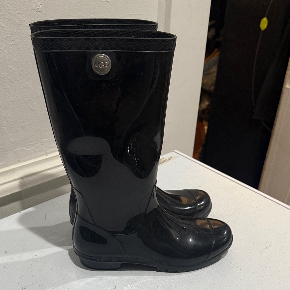 Ugg Shaye Black Tall Rain Boot - Rubber Women’s 8